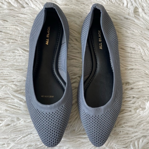All Black Shoes - All Black Footwear Gray Mesh Pointes Toe Ballet Flat Comfort Shoes EUC Size 38